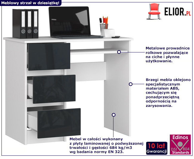 Nowoczesne biurko w połysku Nersta 3X