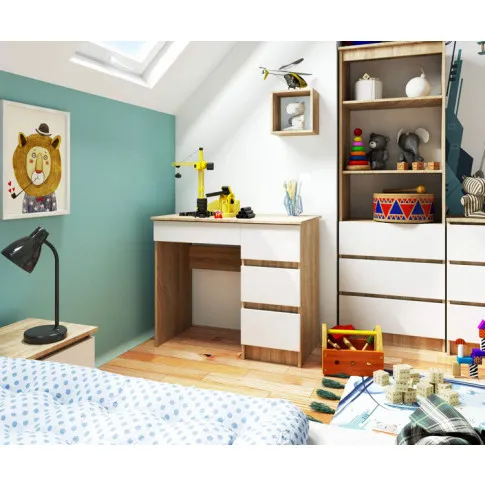 Biurko z bialymi frontami dab sonoma bialy Nersta 5X wiz