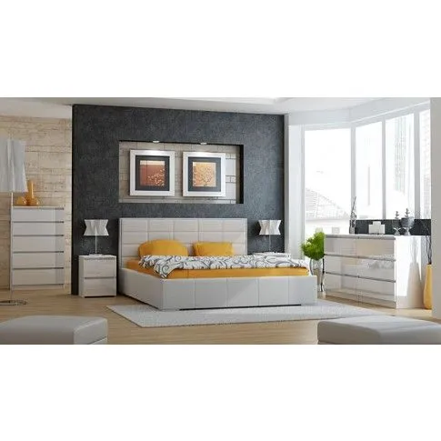 Zdjęcie lakierowana, biała szafka nocna do łóżka Lanilo 5X | Edinos.pl