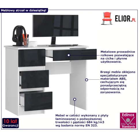 Biurko biało - szare Nersta 3X info