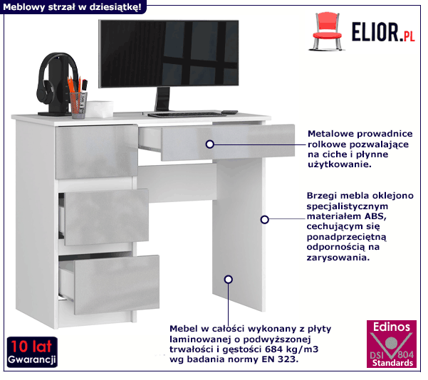 Nowoczesne biurko w połysku Nersta 3X