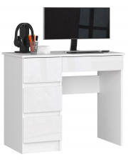 Białe biurko z szufladami połysk - Nersta 3X w sklepie Edinos.pl