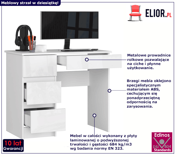 Nowoczesne biurko w połysku Nersta 3X