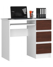 Minimalistyczne biurko z półką białe + wenge - Miren 4X w sklepie Edinos.pl