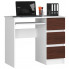 Minimalistyczne biurko z półką białe + wenge - Miren 4X