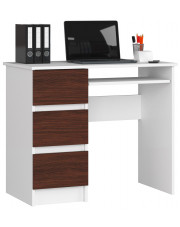 Komputerowe biurko do pracy białe+ wenge - Miren 3X w sklepie Edinos.pl