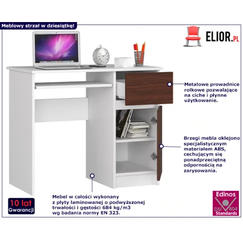 Skandynawskie biurko z szufladami Strit 3X białe wenge 2