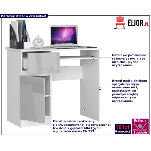 klasyczne biurko Strit 5X białe metalik