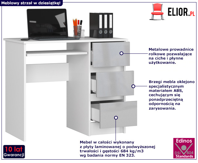 Nowoczesne biurko w połysku Nersta 3X