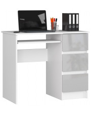 Nowoczesne biurko z szufladami biały + metalik połysk - Miren 6X w sklepie Edinos.pl