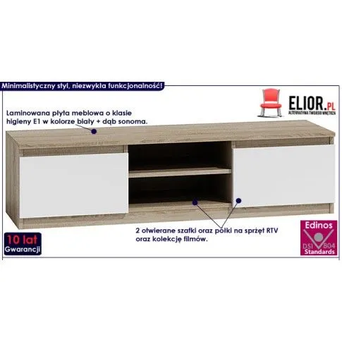 Fotografia Szafka RTV Amida 2X 120 cm - biała + dąb sonoma z kategorii Salon