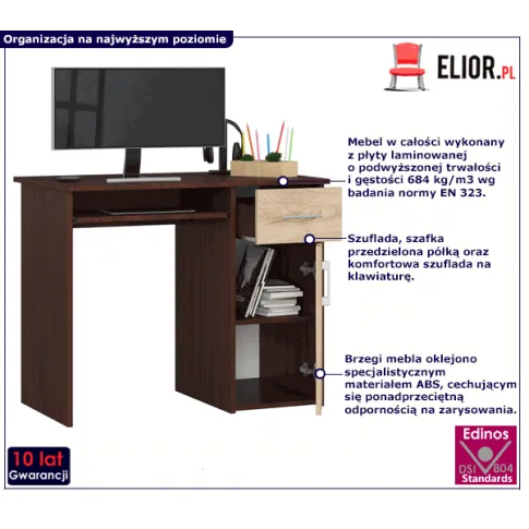 Biurko wenge dąb sonoma Esman 2X