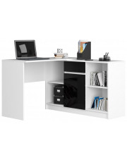 Biurko komputerowe z komodą i półkami biały + czarny połysk - Klemin 5X w sklepie Edinos.pl