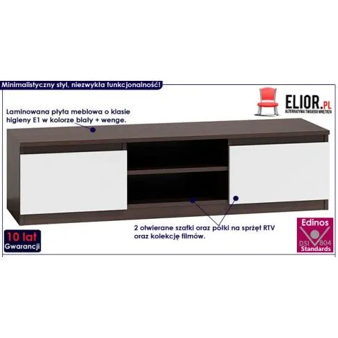 Fotografia Szafka multimedialna RTV do salonu Amida 2X 120 cm - biała + wenge z kategorii Szafki RTV