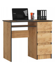 Skandynawskie biurko z półkami Miren 4X - dąb craft w sklepie Edinos.pl
