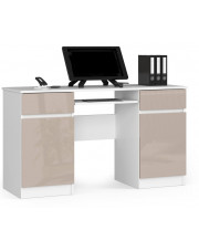 Nowoczesne biurko z szufladami biały + cappuccino połysk - Ipolis 3X w sklepie Edinos.pl
