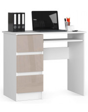 Minimalistyczne biurko z półkami białe + cappuccino połysk - Miren 5X  w sklepie Edinos.pl