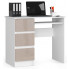 Minimalistyczne biurko z półkami białe + cappuccino połysk - Miren 5X 