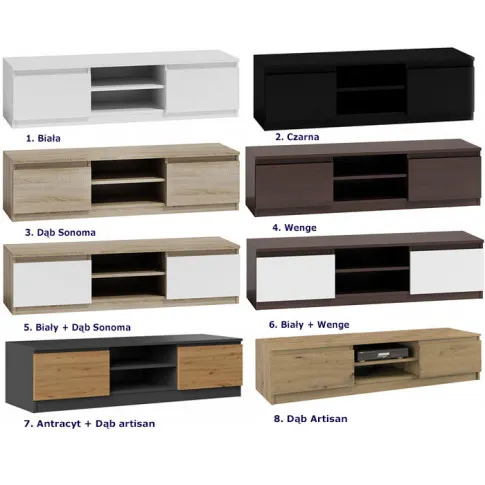Szczegółowe zdjęcie nr 4 produktu Nowoczesna szafka RTV Amida 3X 140 cm - biała + wenge