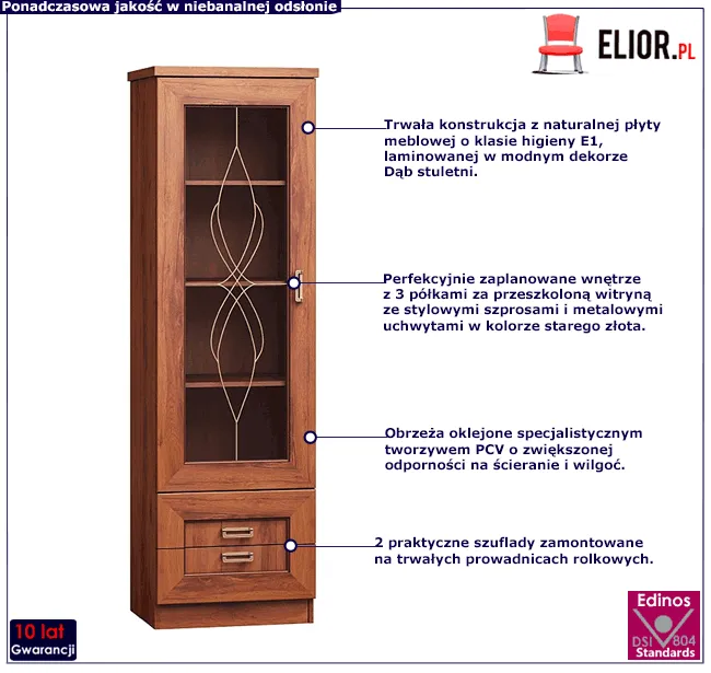 Witryna do salonu dąb stuletni Soreli 11X