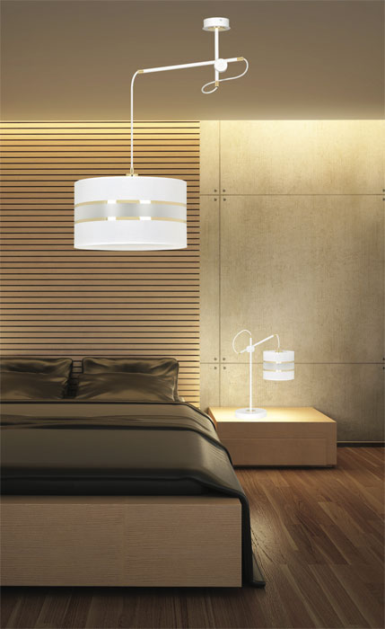 Biała nowoczesna lampka nocna z abażurem D089-Narvis