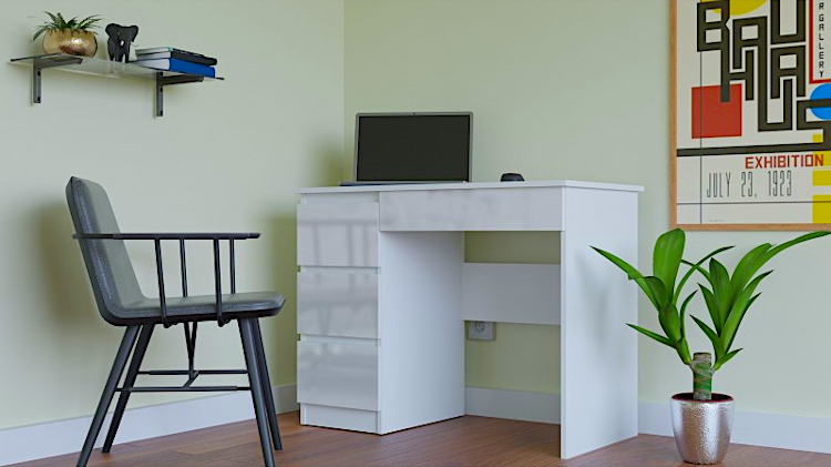 Produkt Wąskie biurko w kolorze biały połysk - Oraso 3X - zdjęcie numer 2