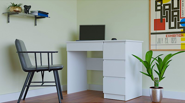 Produkt Białe biurko proste klasyczne komputerowe 100 cm - Oraso 4X - zdjęcie numer 2