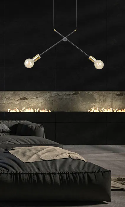 Czarna metalowa lampa wisząca D090-Rosco