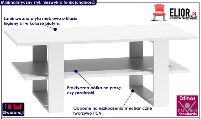 Nowoczesna biała ława Tonsa