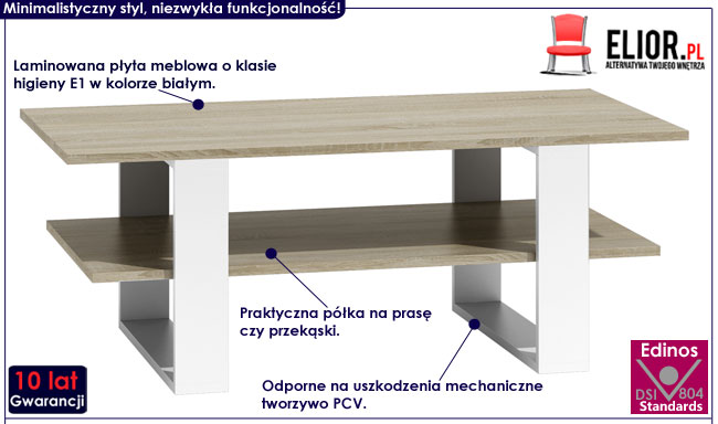 Praktyczna ława biała, dąb sonoma Tonsa