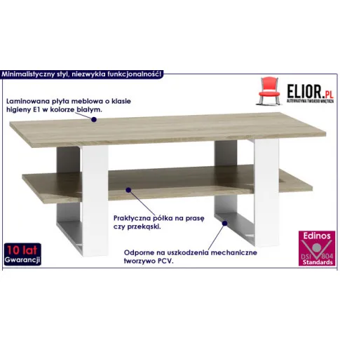 Fotografia Ława Toverio - biała + dąb sonoma z kategorii Ławy i stoliki