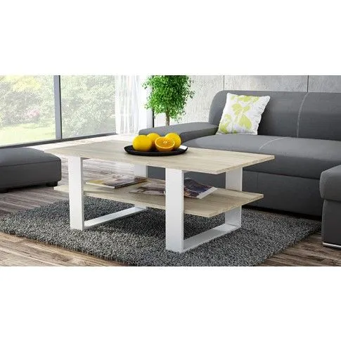 Zdjęcie Ława do salonu biała, dąb sonoma Toverio | Edinos.pl