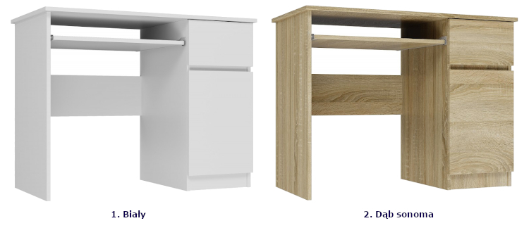 Produkt Białe biurko z szufladą i 3 półkami - Somid 4X - zdjęcie numer 3