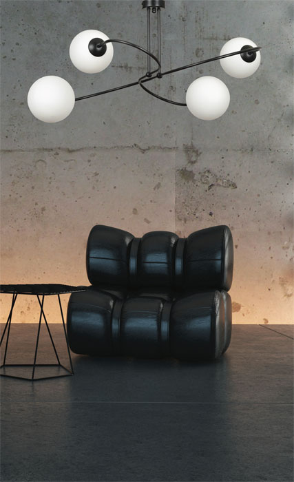 Czarna nowoczesna lampa wisząca do salonu D100-Modest