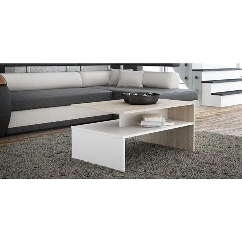 Zdjęcie prostokątna ława biała, dąb sonoma Avet | Edinos.pl