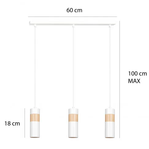 Wymiary białej lampy wiszącej nad stół D103-Grande