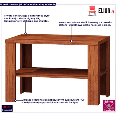 Stolik kawowy z półką w kolorze dąb stuletni Tilda 24X