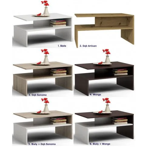 Szczegółowe zdjęcie nr 4 produktu Nowoczesna ława Avet - biała + wenge