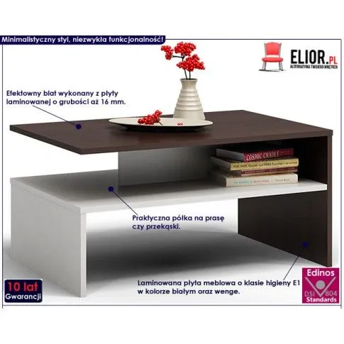 Fotografia Nowoczesna ława Avet - biała + wenge z kategorii Salon