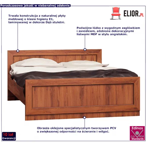 Łóżko podwójne 160x200 w kolorze dąb stuletni Tilda 21X