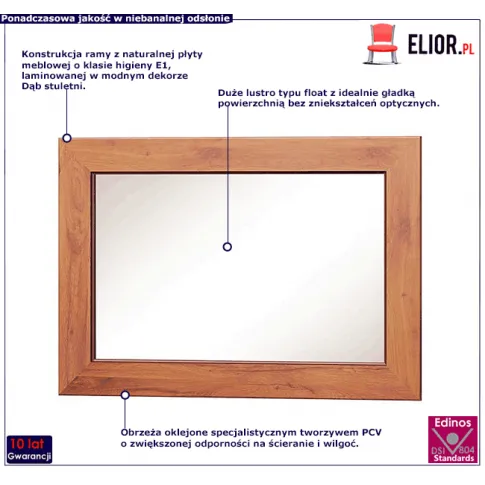 Lustro na scianę w ramie dąb stuletni Tilda 19X