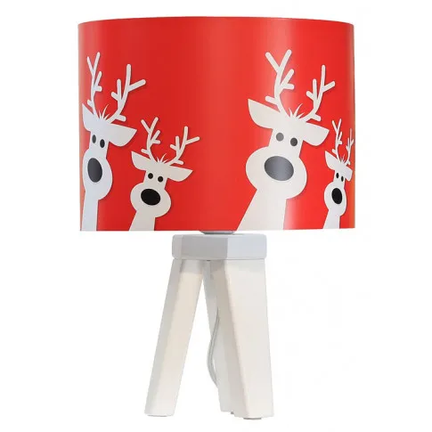 Świąteczna lampka nocna trójnóg z abażurem w renifery S286-Amida