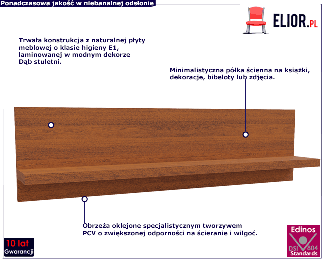 Półka ścienna w kolorze dąb stuletni Tilda 26X