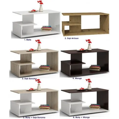 Szczegółowe zdjęcie nr 4 produktu Nowoczesna ława Lezo - biała + dąb sonoma