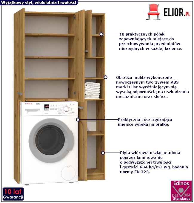 Produkt Komplet szafek łazienkowych w kolorze dąb artisan- Maldu 2X