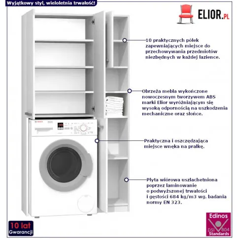 Biała szafka do zabudowy pralki Deron 2X