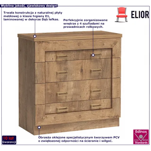 Komoda z szufladami w dekorze dąb lefkas Tilda 2X
