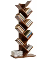 Brązowy industrialny regał drzewko, stojak na książki - Fortina w sklepie Edinos.pl