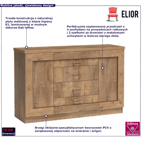 Komoda długa do sypailni dąb lefkas Tilda 7X