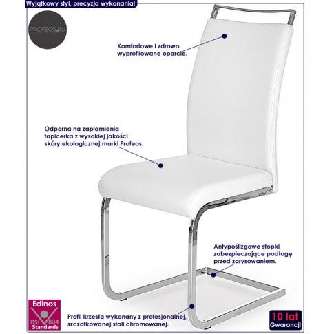 Fotografia Minimalistyczne krzesło na płozach Hader - białe z kategorii Krzesła tapicerowane białe